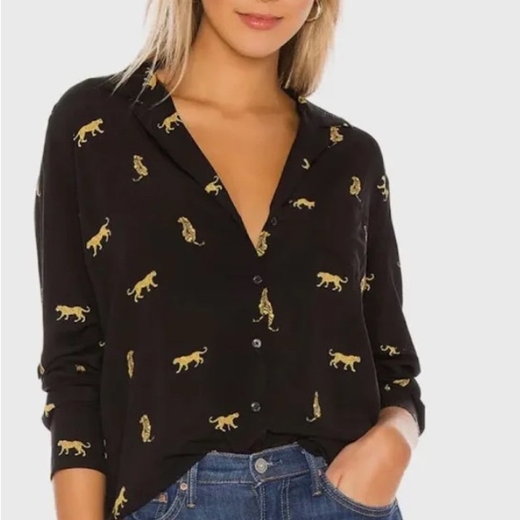 RAILS black tiger / big cat button down shirt size xs - Picture 1 of 7